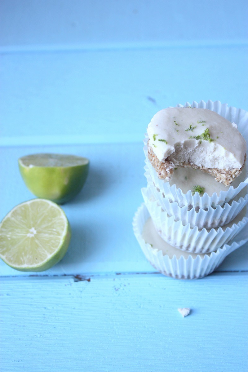 raw coconut & lime cheesecakes