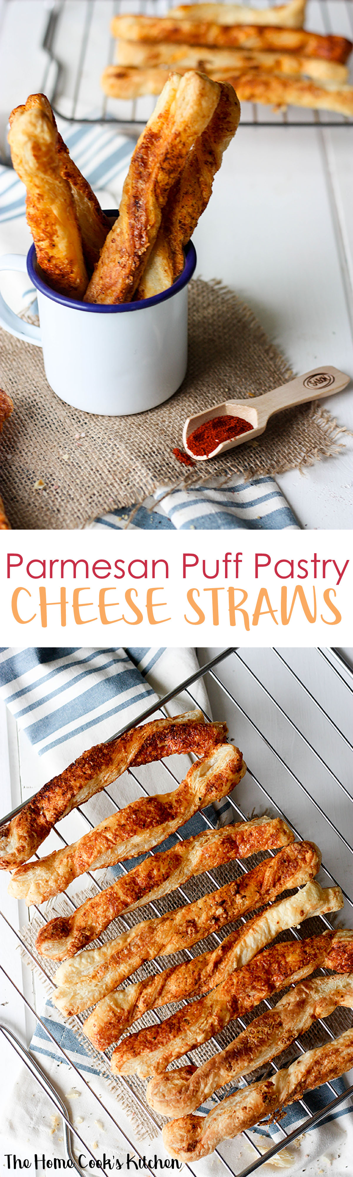 Parmesan Puff Pastry Cheese straws - perfect for an easy appetizer www.thehomecookskitchen.com