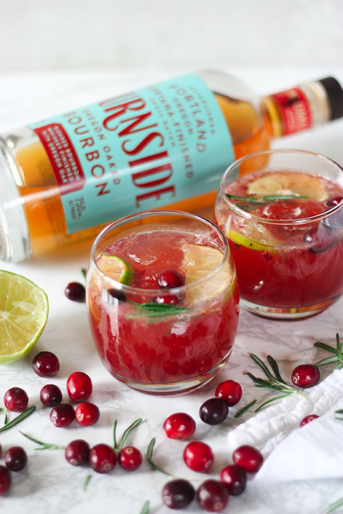Cranberry Rosemary Bourbon Cocktails an easy quick cocktail for the holidays