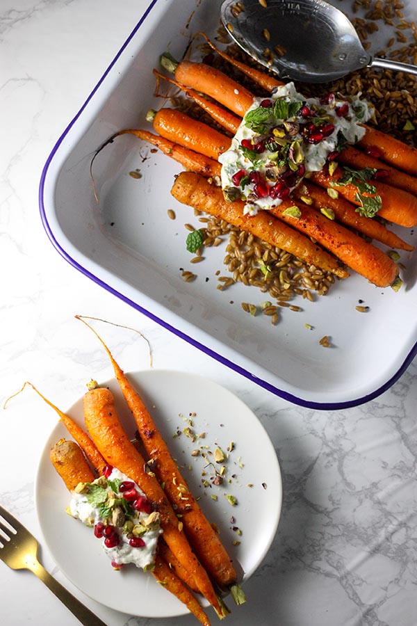 Harissa Roasted Carrots with Farro - The Home Cook's Kitchen