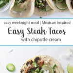 easy steak tacos Pinterest graphic