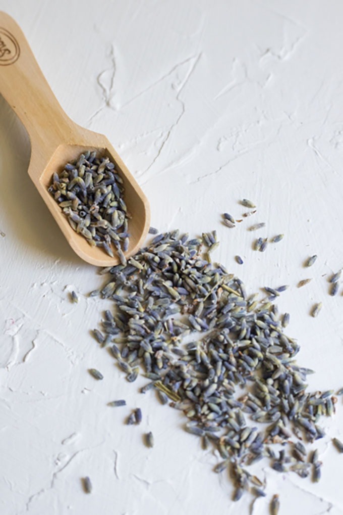 culinary lavender on white board 