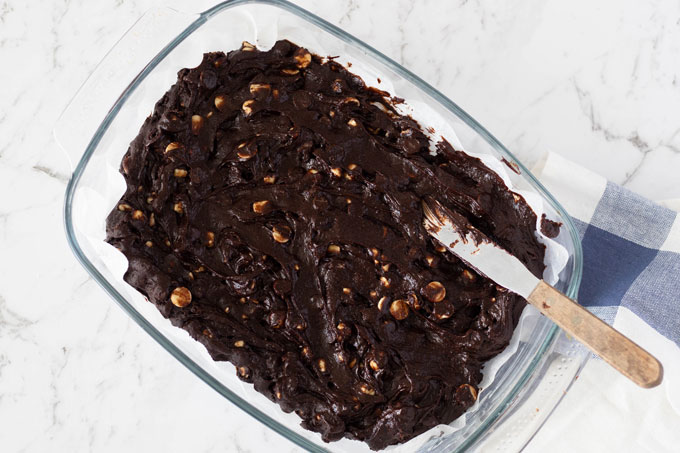 chocolate chip brownie raw mix in bowl