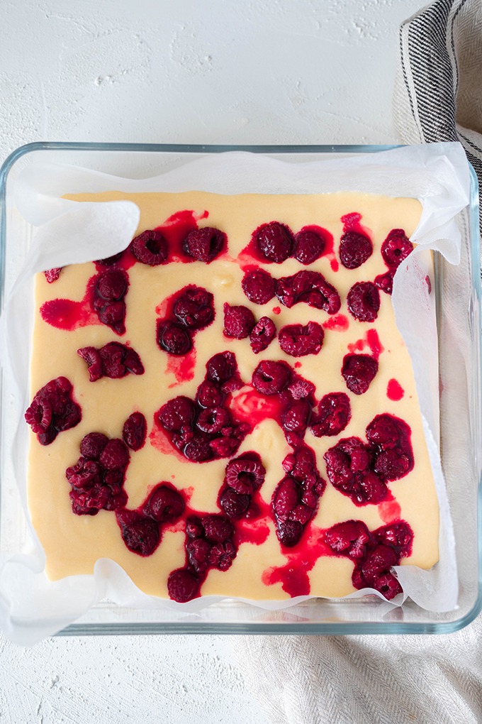 cake batter in prepared pan