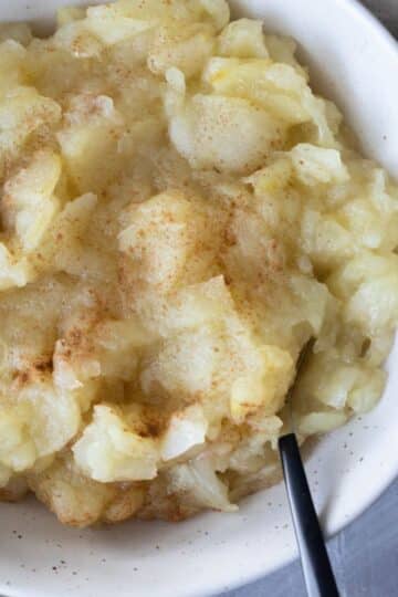 stewed apples in a white bowl