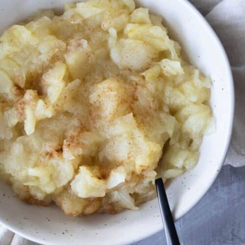 stewed apples in a white bowl