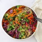 soba noodle salad in a large salad bowl